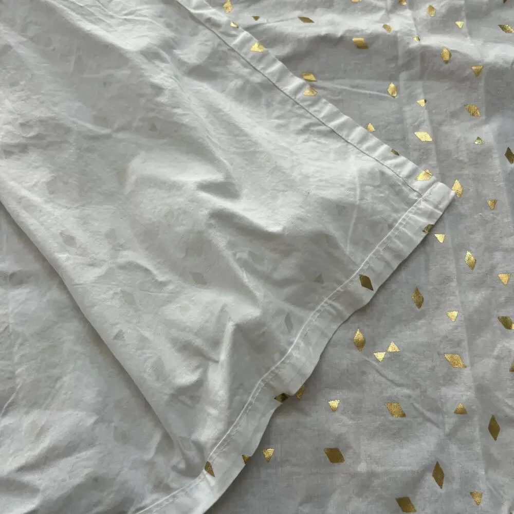 Room Essentials Shower Curtain White & Gold Diamond 70.5x69 in 100% Cotton